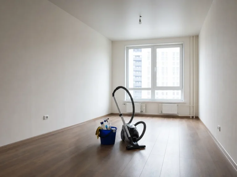 Empty Oregon rental with supplies ready for the move-out cleaning checklist